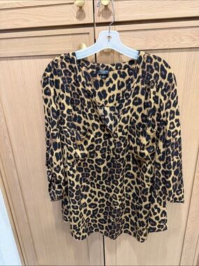 torrid Leopard-Print V-Neck Tunic - Black & Tan